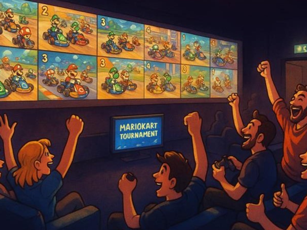 Mario kart in the park and bar image