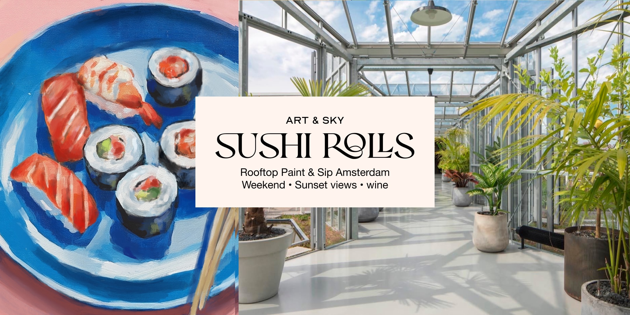 Saturday Rooftop Painting Experience: Sushi rolls Acrylic Workshop (2h30)