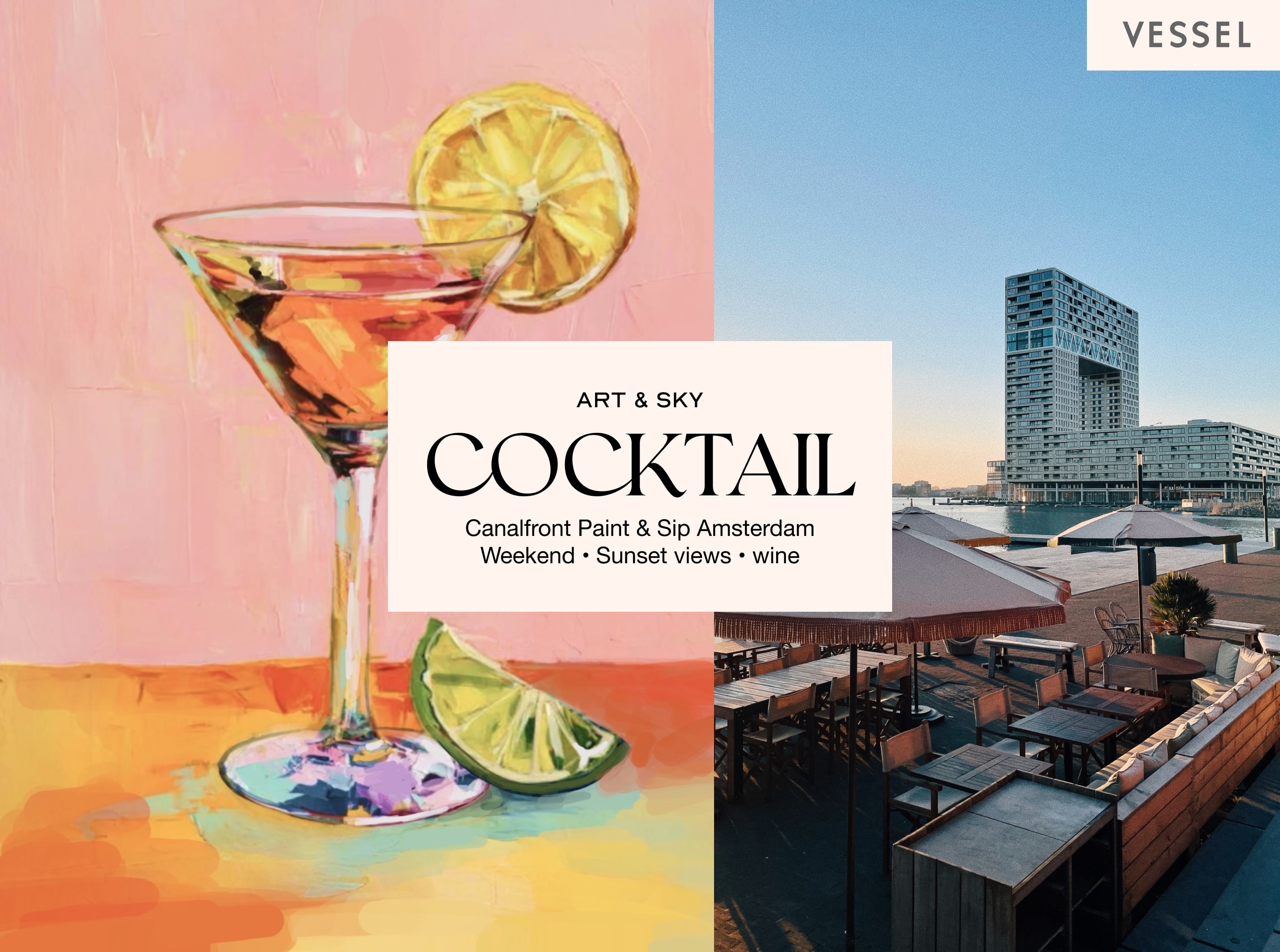 Friday Canalfront Painting Experience: Cocktail Acrylic Workshop (3h00)