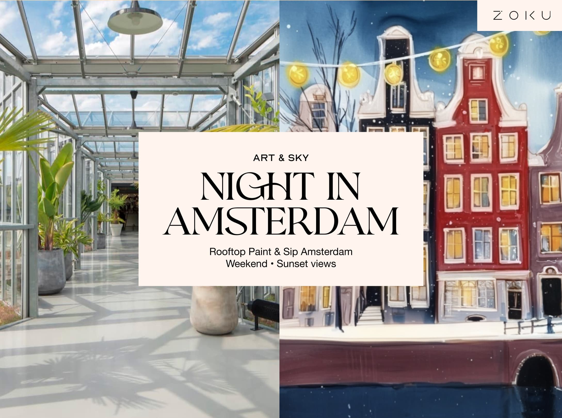 Saturday Rooftop Painting Experience: Night in Amsterdam Acrylic Workshop (3h00)