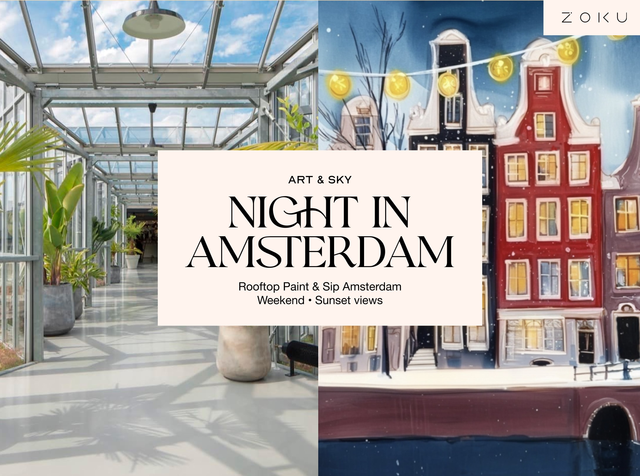 Saturday Rooftop Painting Experience: Night in Amsterdam Acrylic Workshop (3h00)