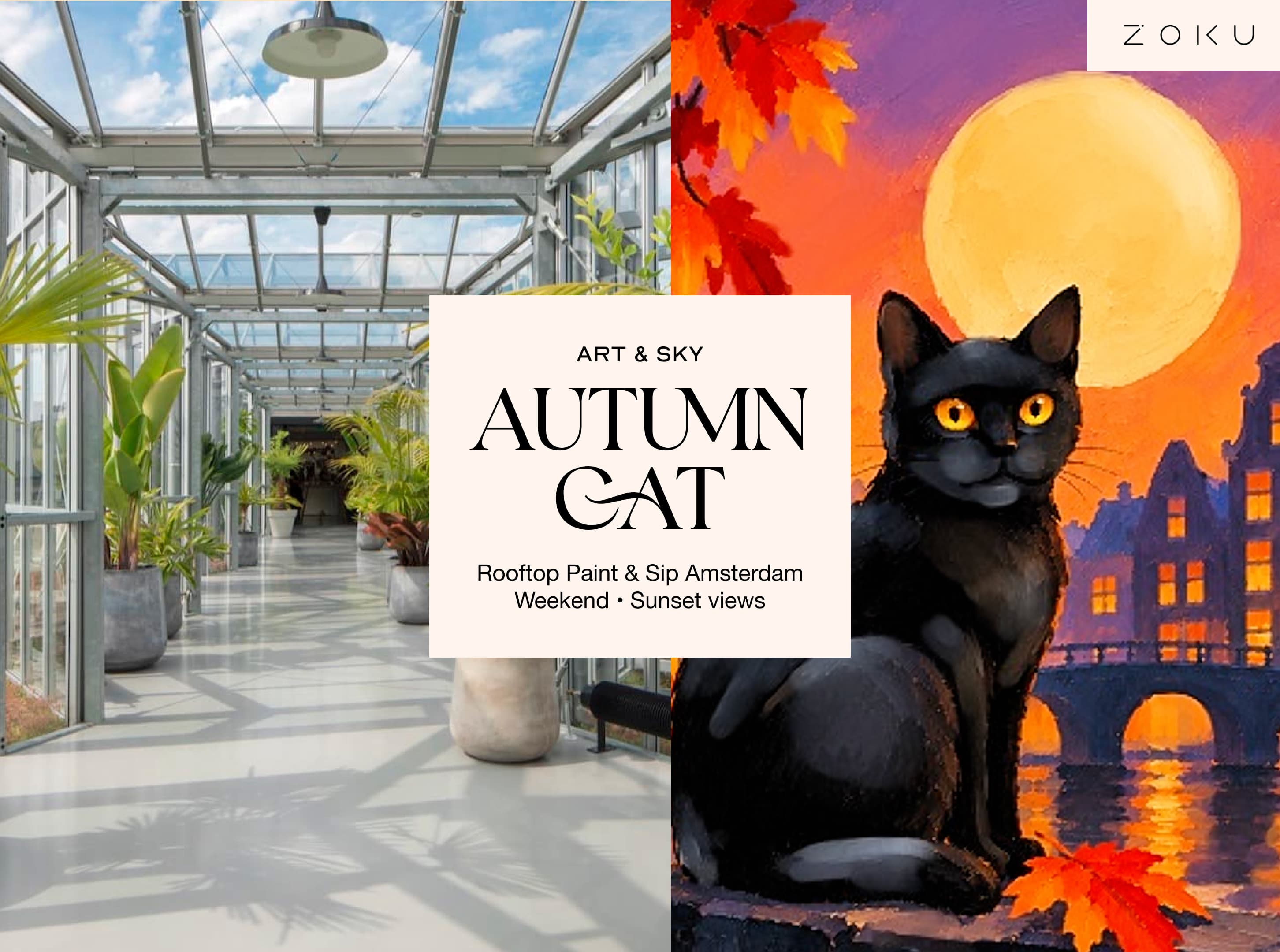 Saturday Rooftop Painting Experience: Autumn cat Acrylic Workshop (3h00)
