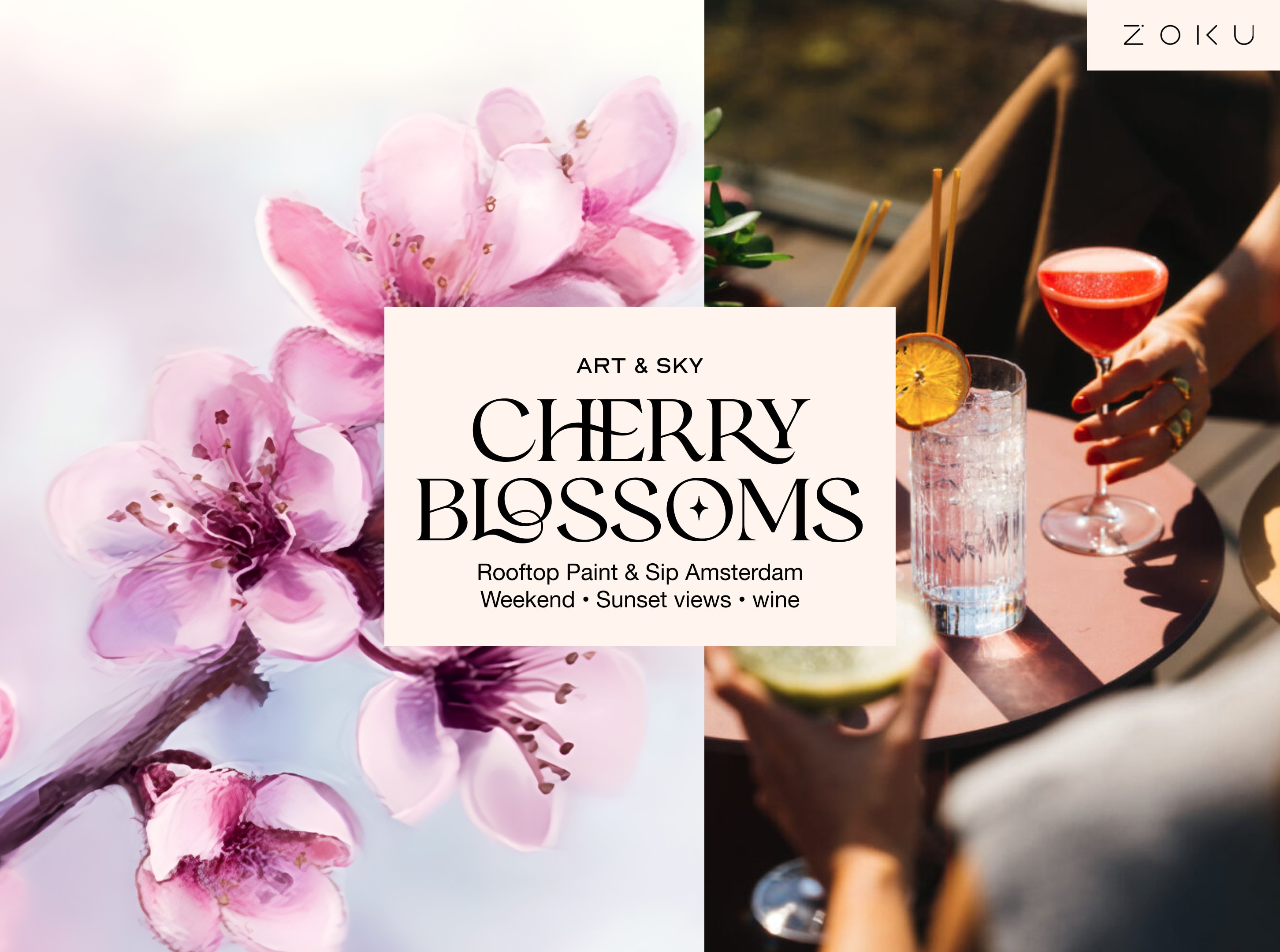 Saturday Rooftop Painting Experience: Cherry blossoms Acrylic Workshop (2h30)