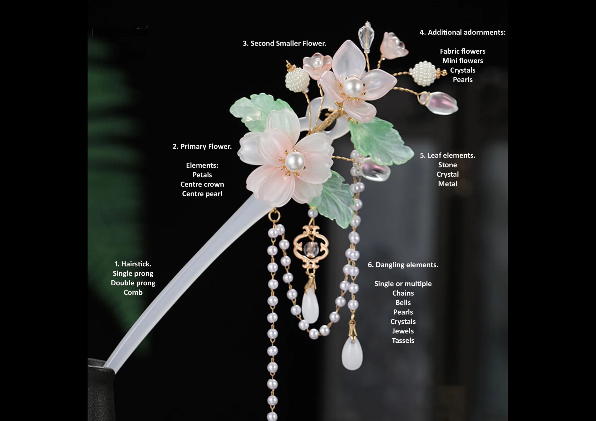 Chinese Hanfu Hairsticks making. Hair accessories Fashion jewellery Asian culture