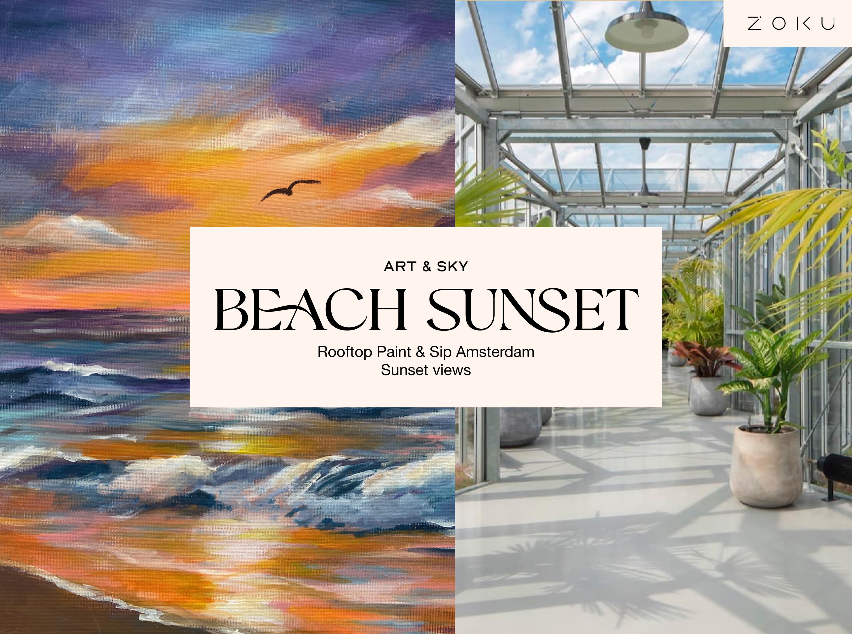 Wednesday Rooftop Painting Experience: Beach sunset Acrylic Workshop (3h00)