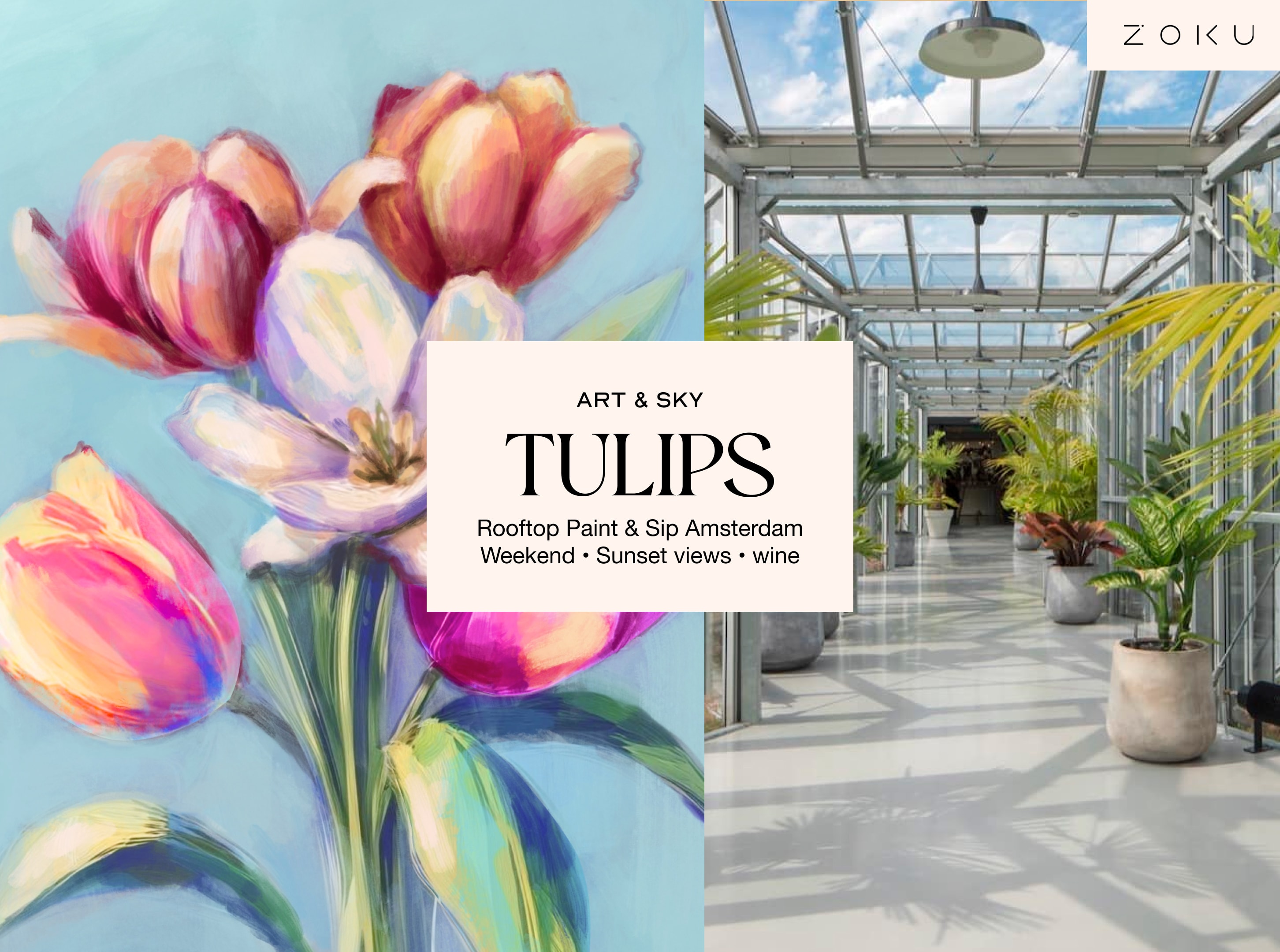 Saturday Rooftop Painting Experience: Tulip flowers Acrylic Workshop (2h30)