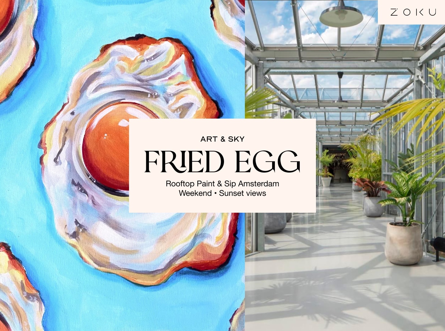 Saturday Rooftop Painting Experience: Fried egg Acrylic Workshop (3h00)