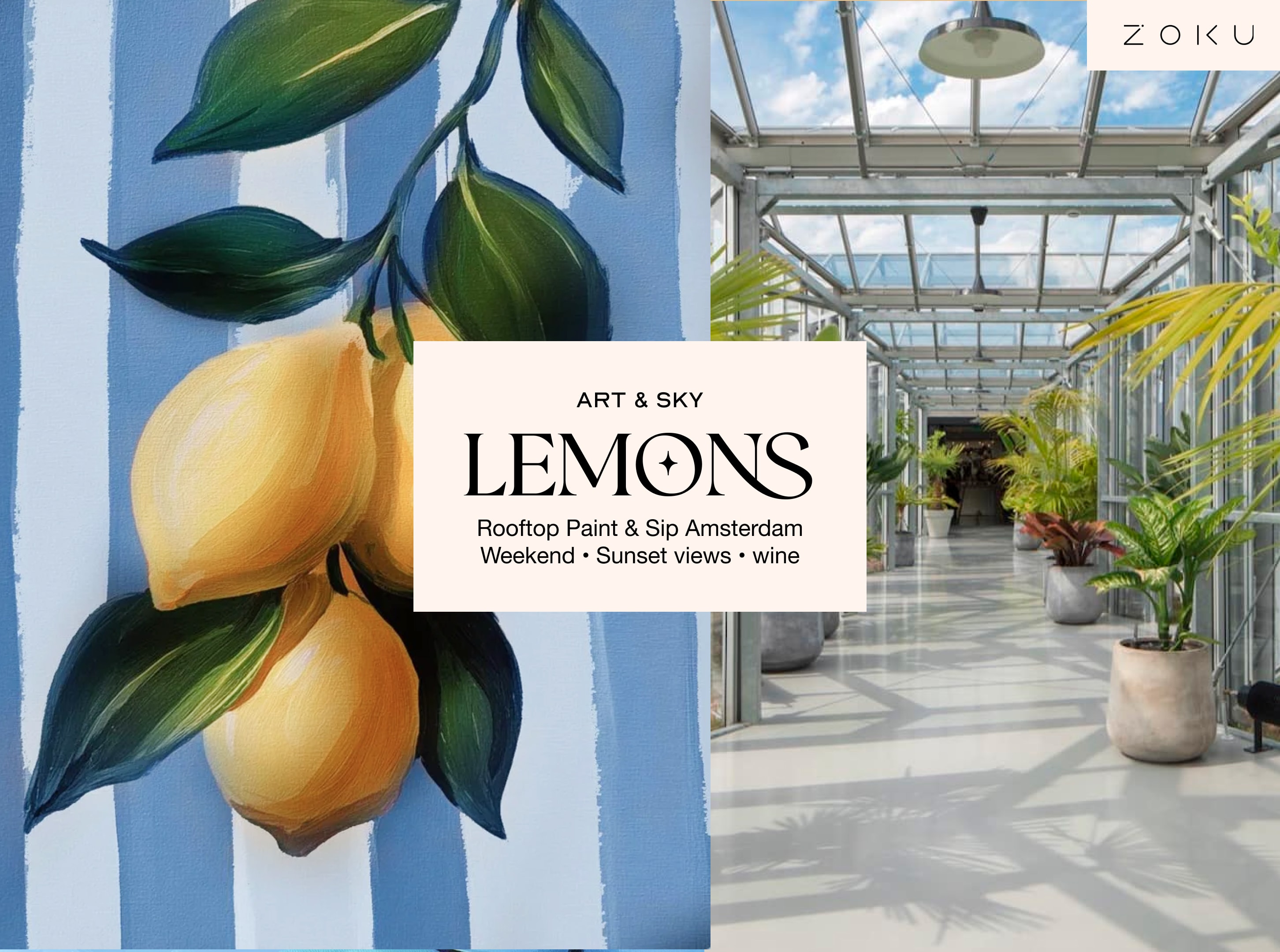Saturday Rooftop Painting Experience: Summer lemons Acrylic Workshop (2h30)