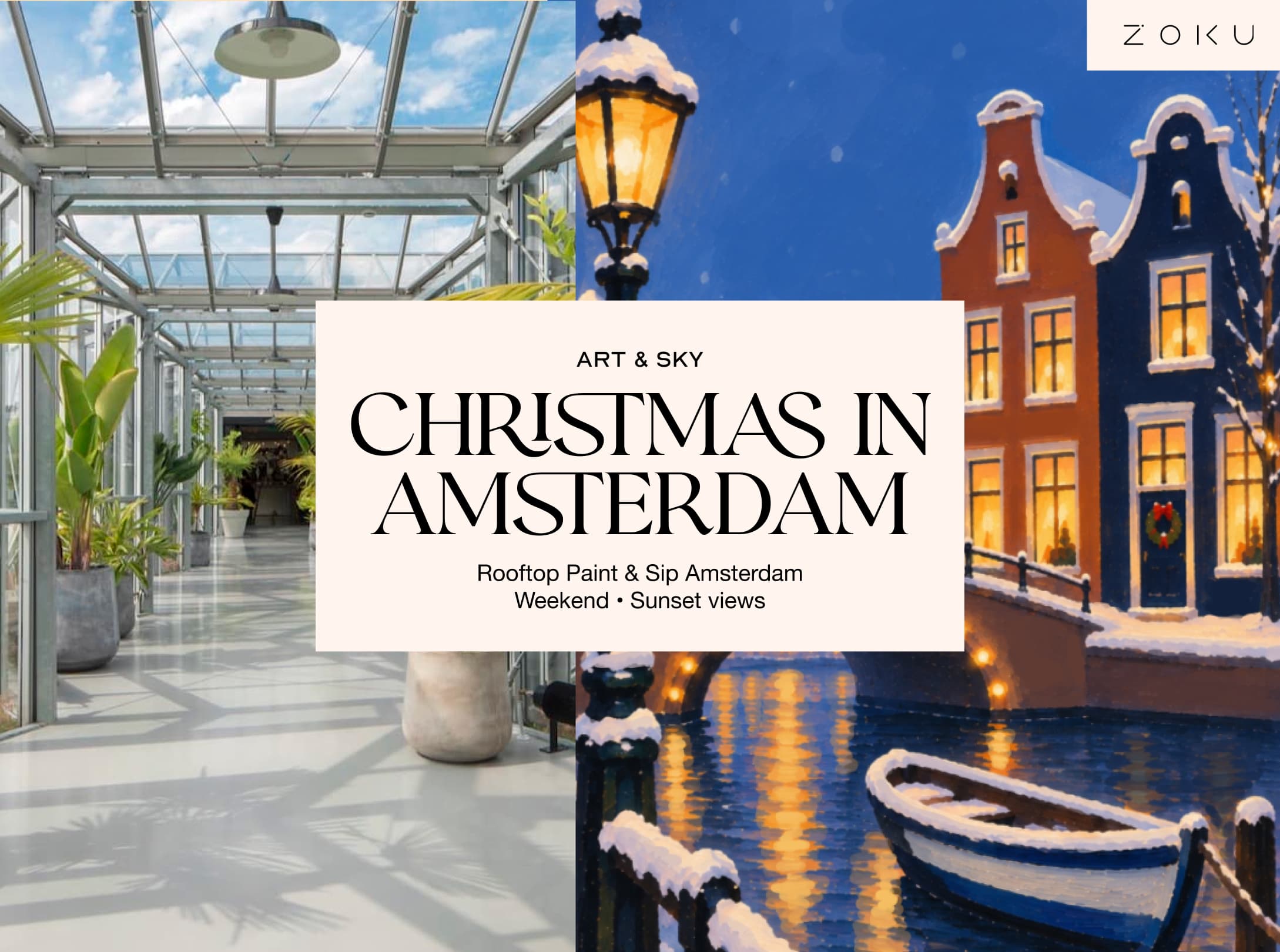 Saturday Rooftop Painting Experience: Christmas in Amsterdam Acrylic Workshop (3h00)
