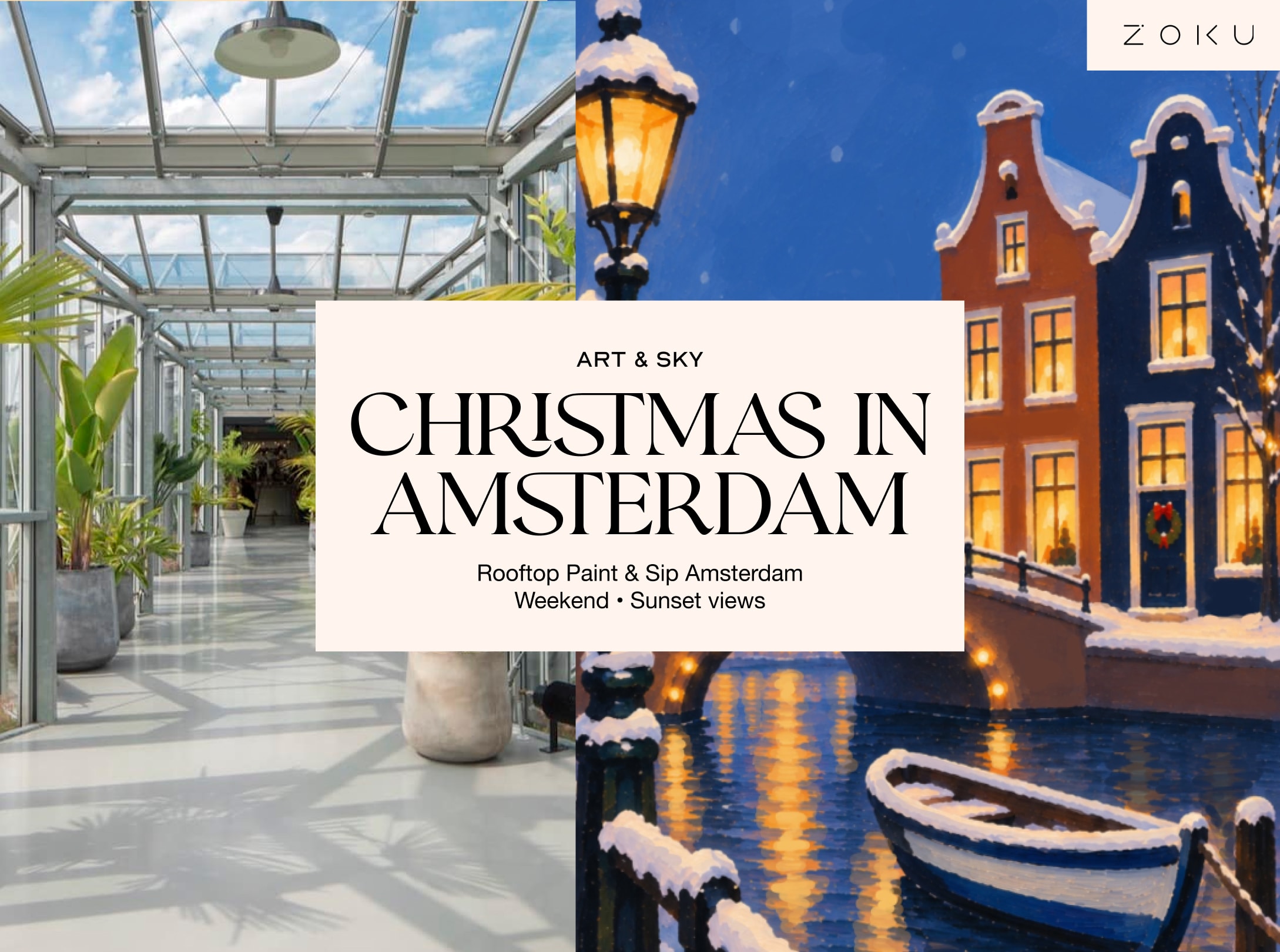 Saturday Rooftop Painting Experience: Christmas in Amsterdam Acrylic Workshop (3h00)